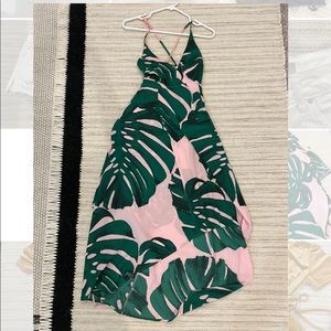 Express tropical palm tree midi dress